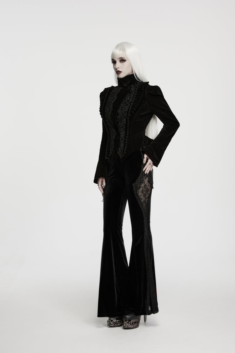 Floral Lace Beaded Tassel Flare Pants for Women