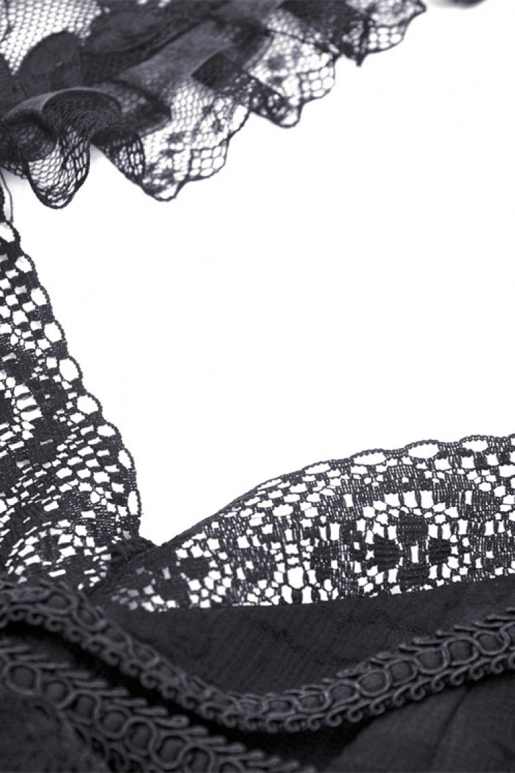 Off Shoulder Halterneck Lace Irregular High Low Multi-Layered Gothic Dress