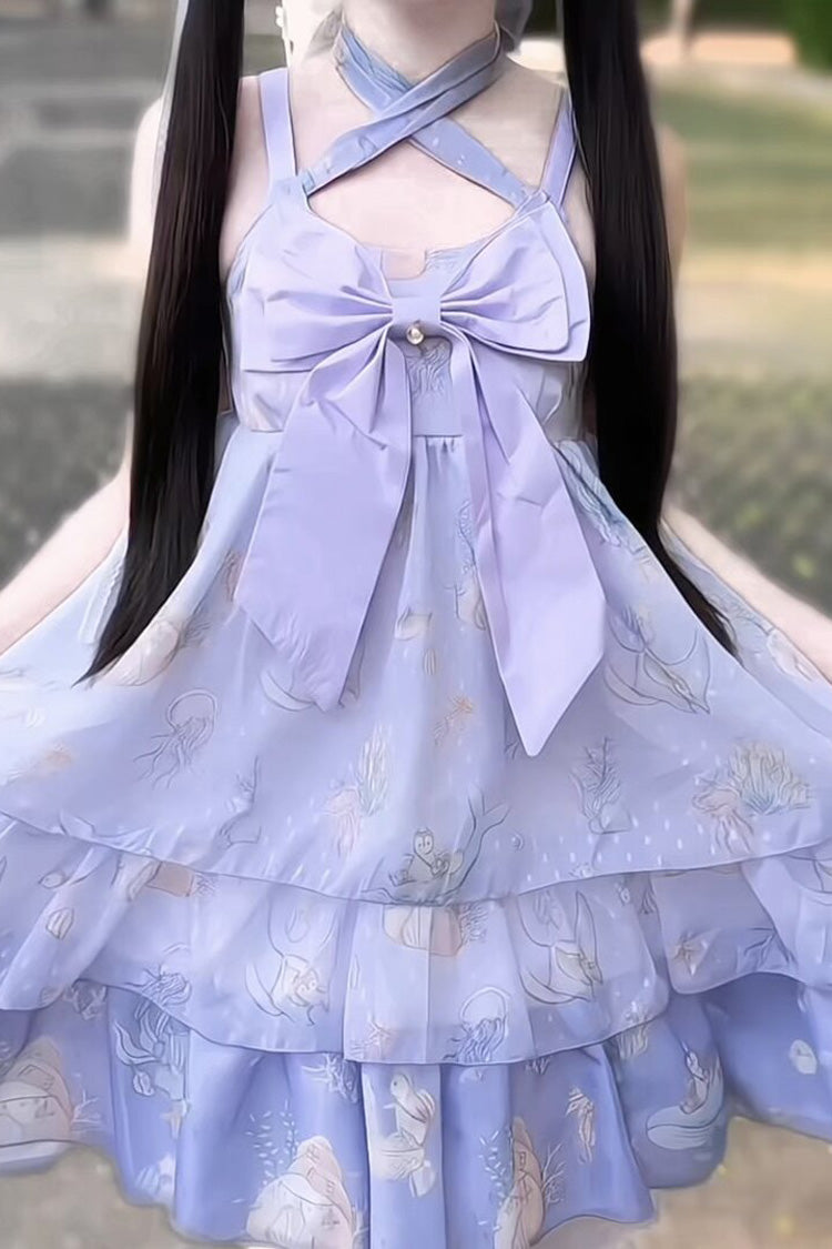 Sweet Lolita Strap Dress with Layered Ruffles and Lace - Ocean Sweetheart, 5 Colors
