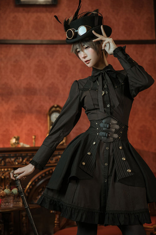 Ouji Lolita Dress with Striped Print