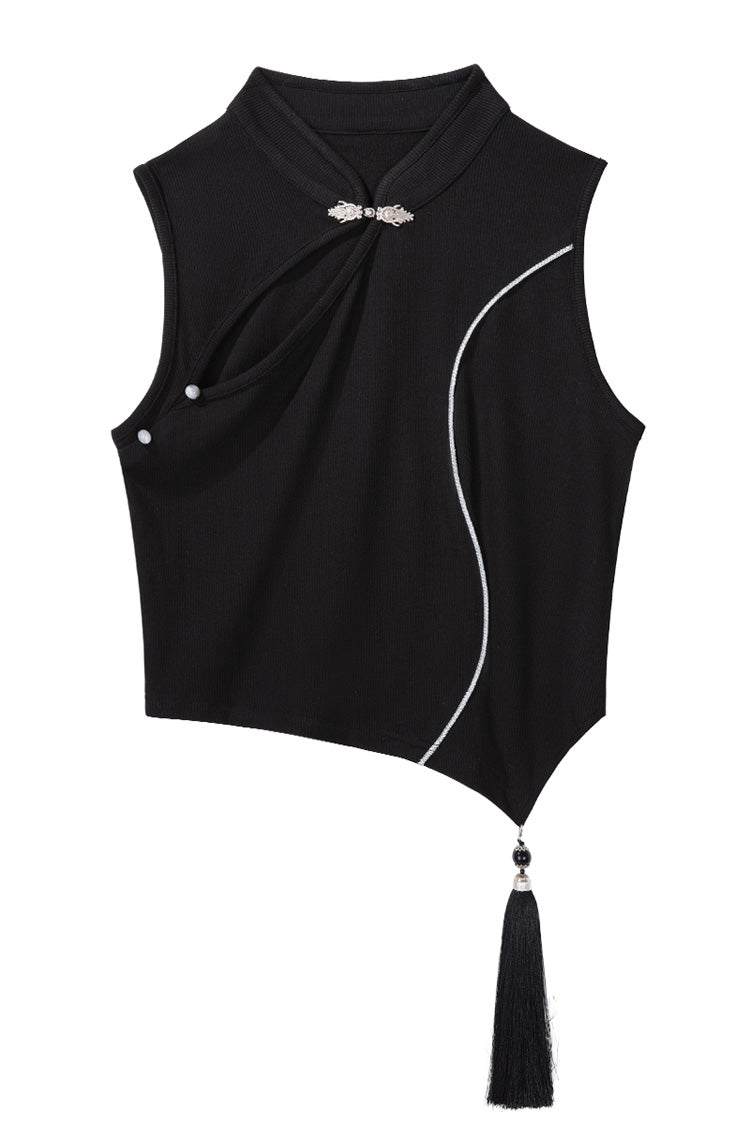 Sleeveless Chinese Style Ouji Lolita Set - Black