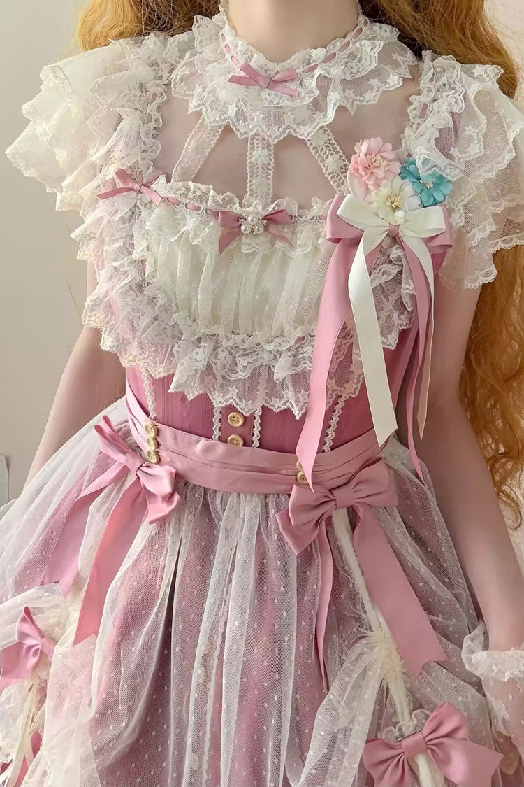 Sakura Spring JSK Dress - Sleeveless, Ruffled Bow, Short