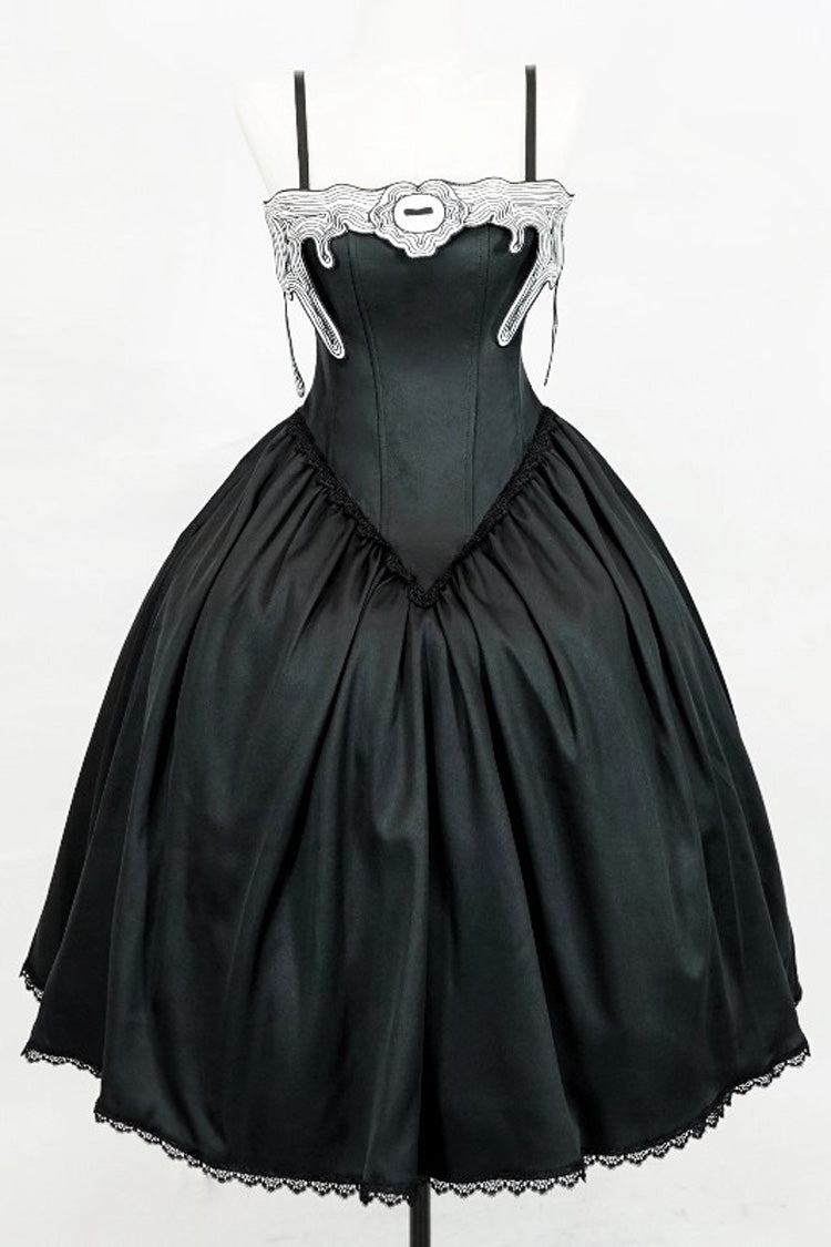 Jet Ruffled Sleeveless Bow Dress Long - Demon’s Eye
