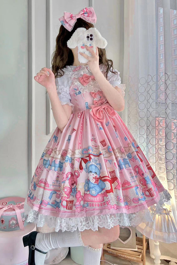 Pink Doll-Themed JSK with Ruffle and Bowknot