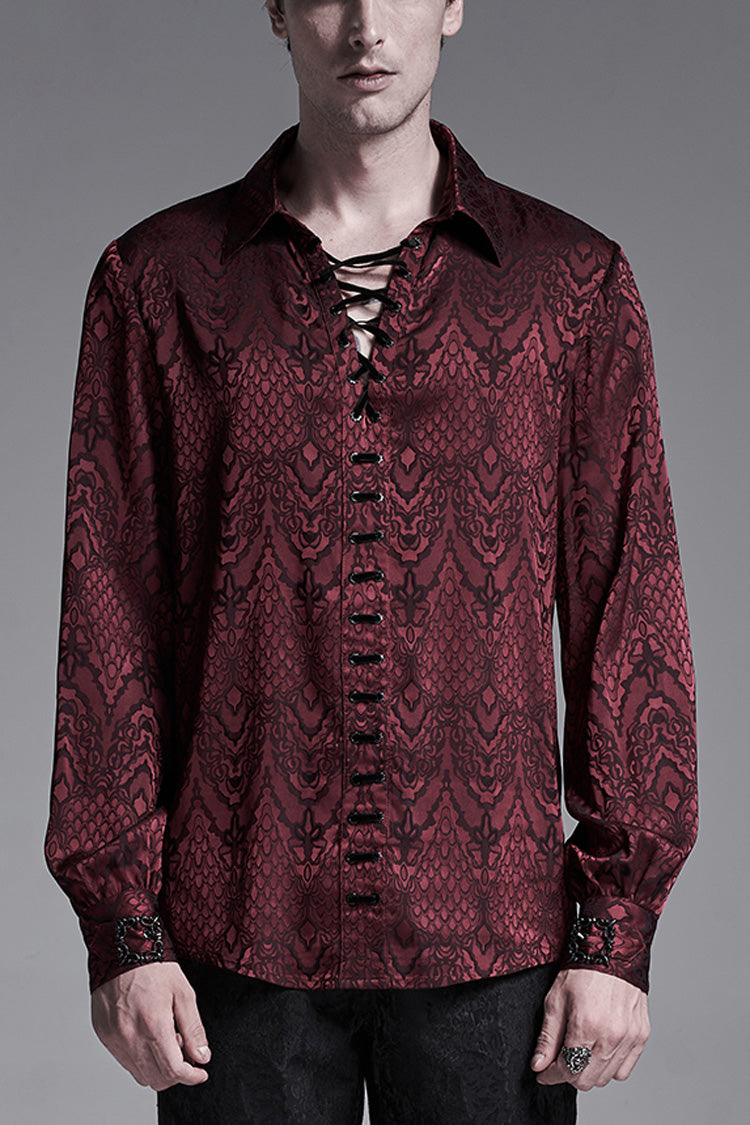 Gothic Men's Shirt with Eyelets and Metal Cuffs