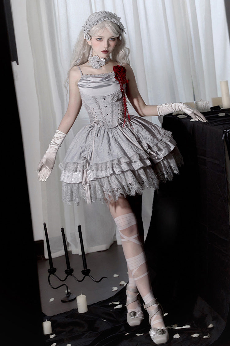 Gothic Witch Skirt with Multi-Layered Ruffle Lace