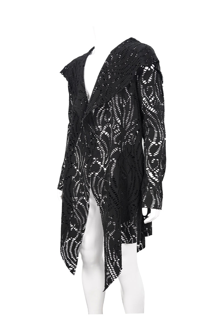 Sharp Hem Punk Coat with Broken Holes