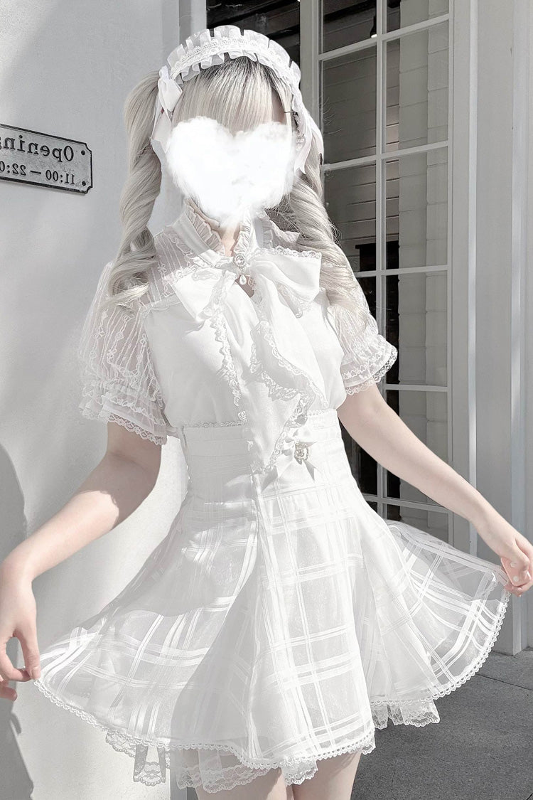 Light Snow Plaid Bow Sweet Jirai Kei Skirt - 3 Colors