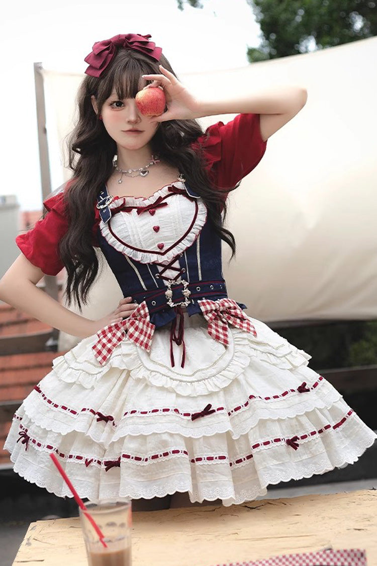 Patriotic Fairy Tale Layered Ruffled Bow Princess Lolita Skirt Set
