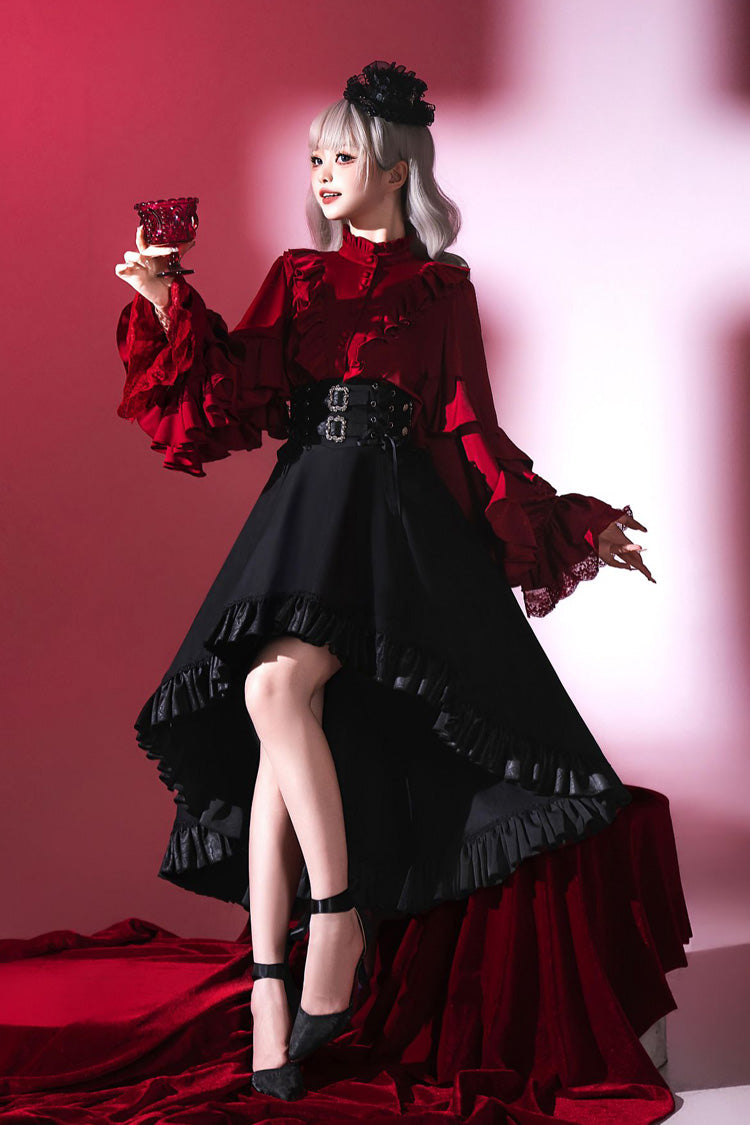 Noir Long-Sleeve Ruffled Ouji Skirt and Blouse - Day and Night Song