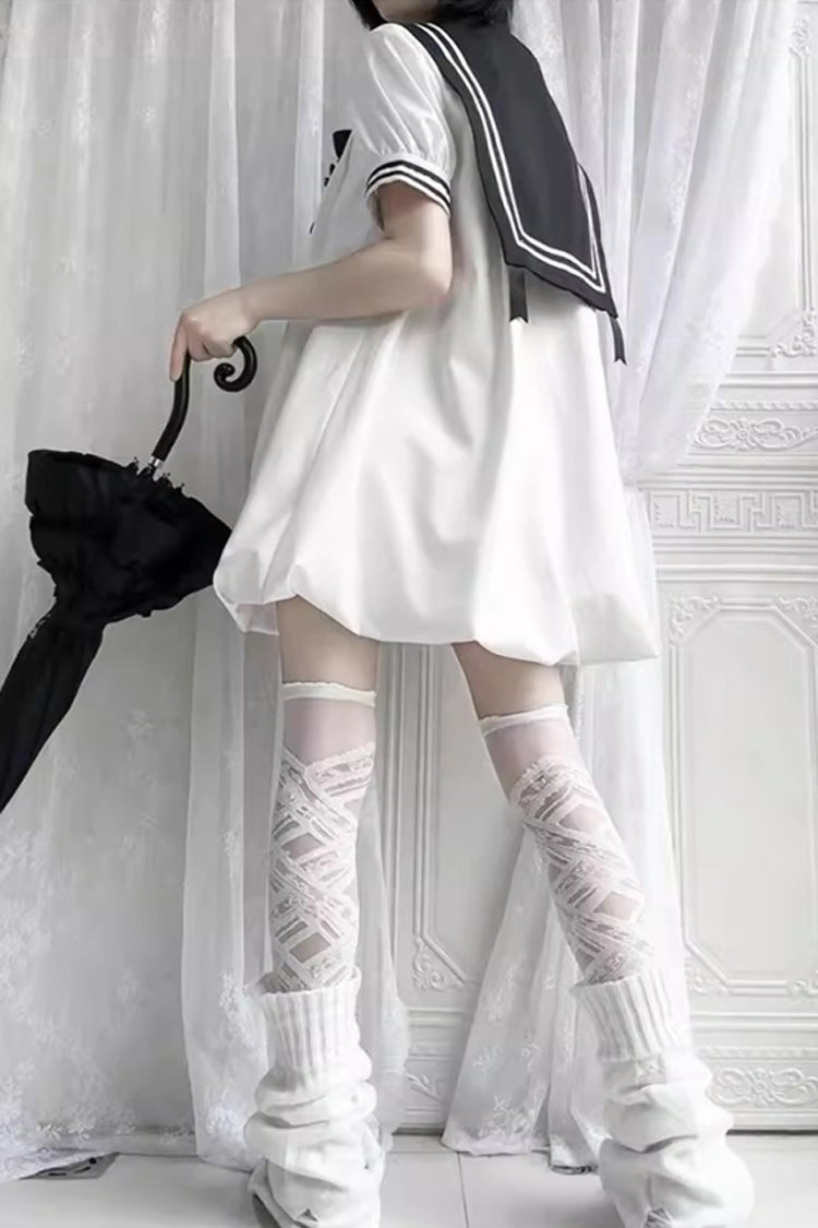 Old Stories Navy Collar Bow Sweet Lolita Dress