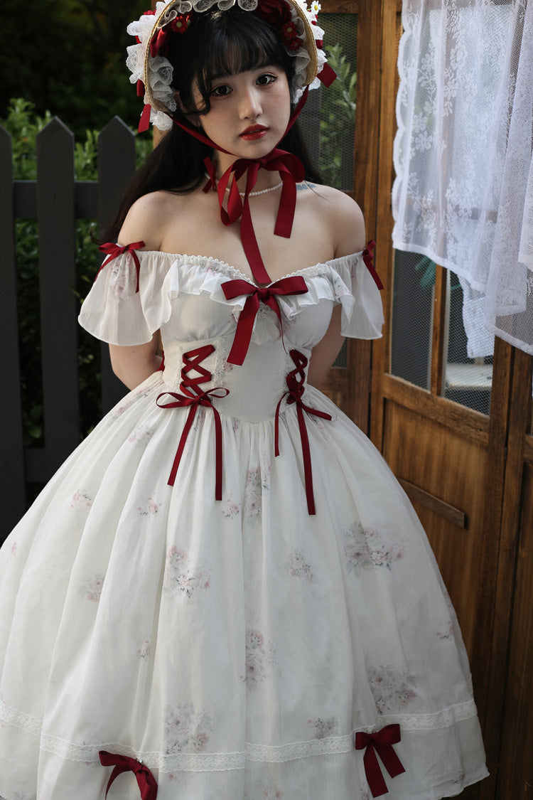 Plus Size Lolita Dress - Ruffle Bow, Short Sleeve, 2 Shades