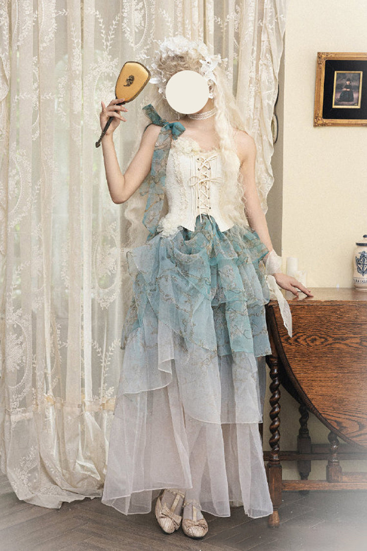 Emerald Gradient Multi-Layer Print Sweet Skirt