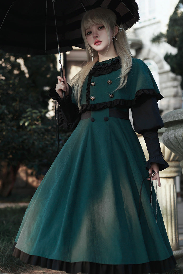 Green Long Sleeve Bow Sweet Lolita Set - Potions School