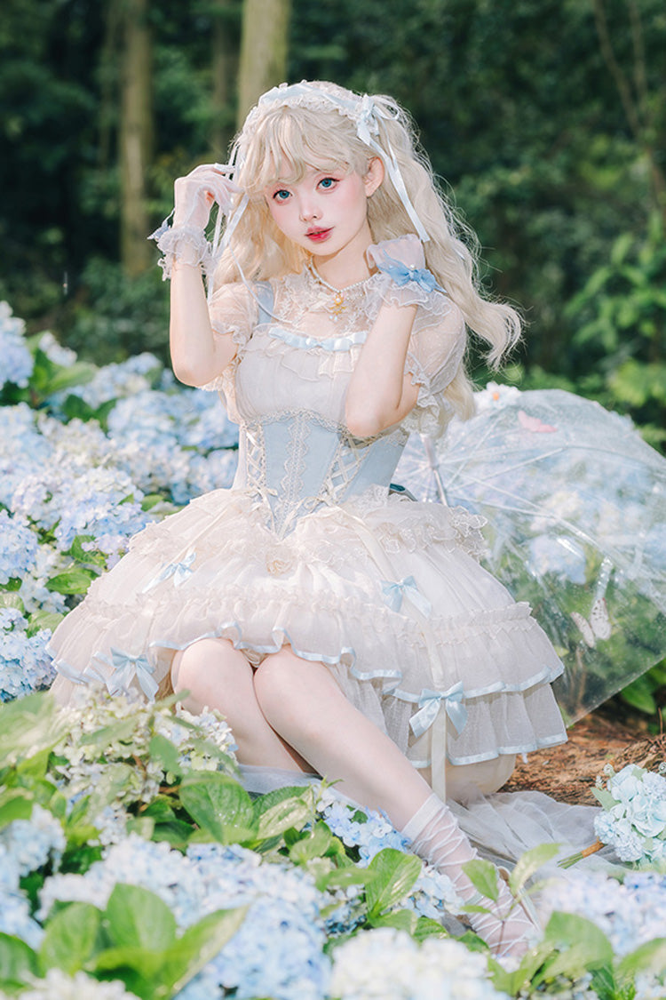 Light Blue Ballet JSK Dress with Triple Layers and Bow