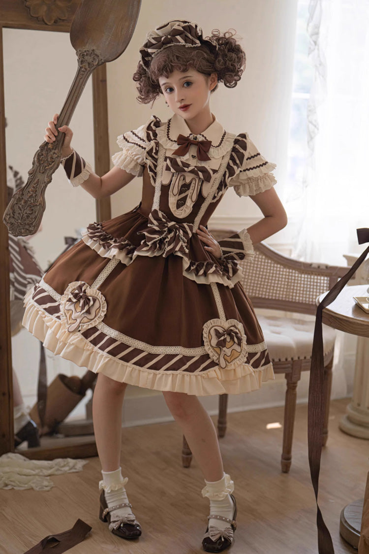 Cocoa Short Sleeve Printed Ruffle Bowknot Princess Lolita JSK Set