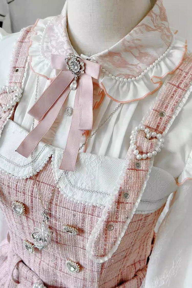 Jacquard Ruffle Bow Blouse - Jirai Kei Top