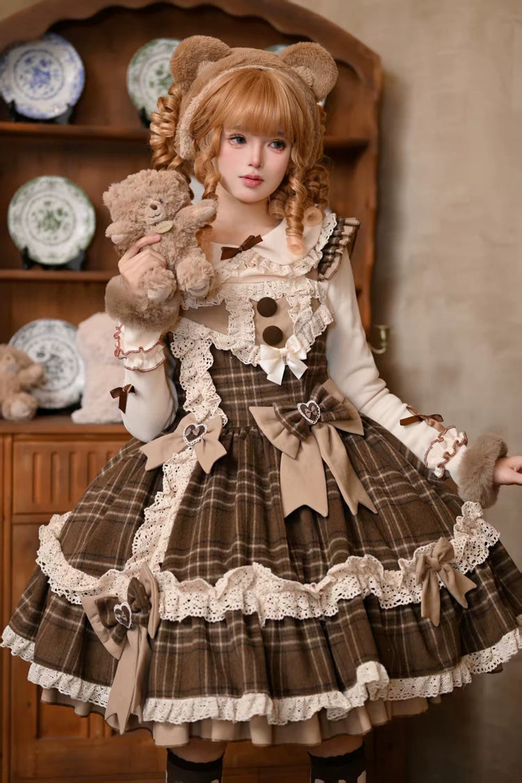 Cocoa Sleeveless Ruffled Bow Print Sweet JSK Dress