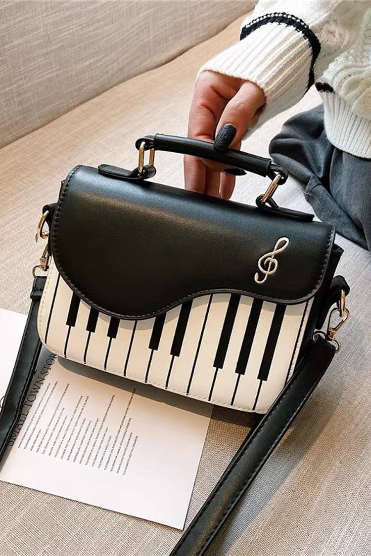 Piano Notes Embroidered Shoulder Bag