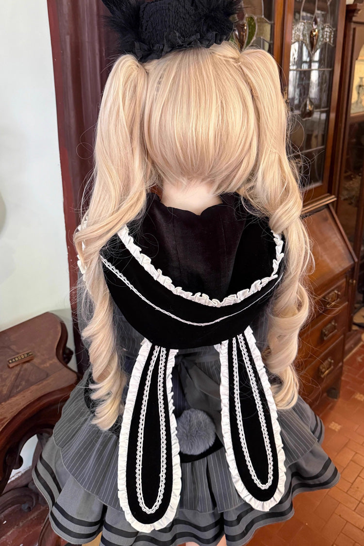 Navy Collar Long-Sleeved Printed Ruffled Bow Gothic Lolita Dress