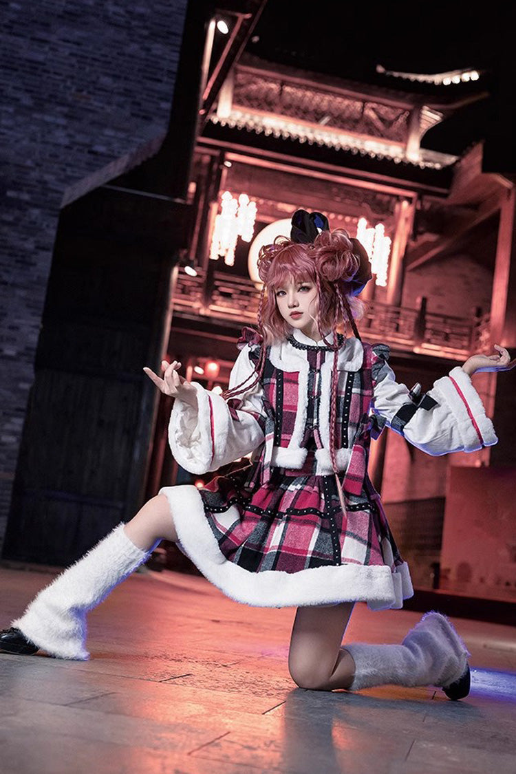 Multi-Color Plaid Bowknot Autumn Winter Sweet Lolita Skirt Set