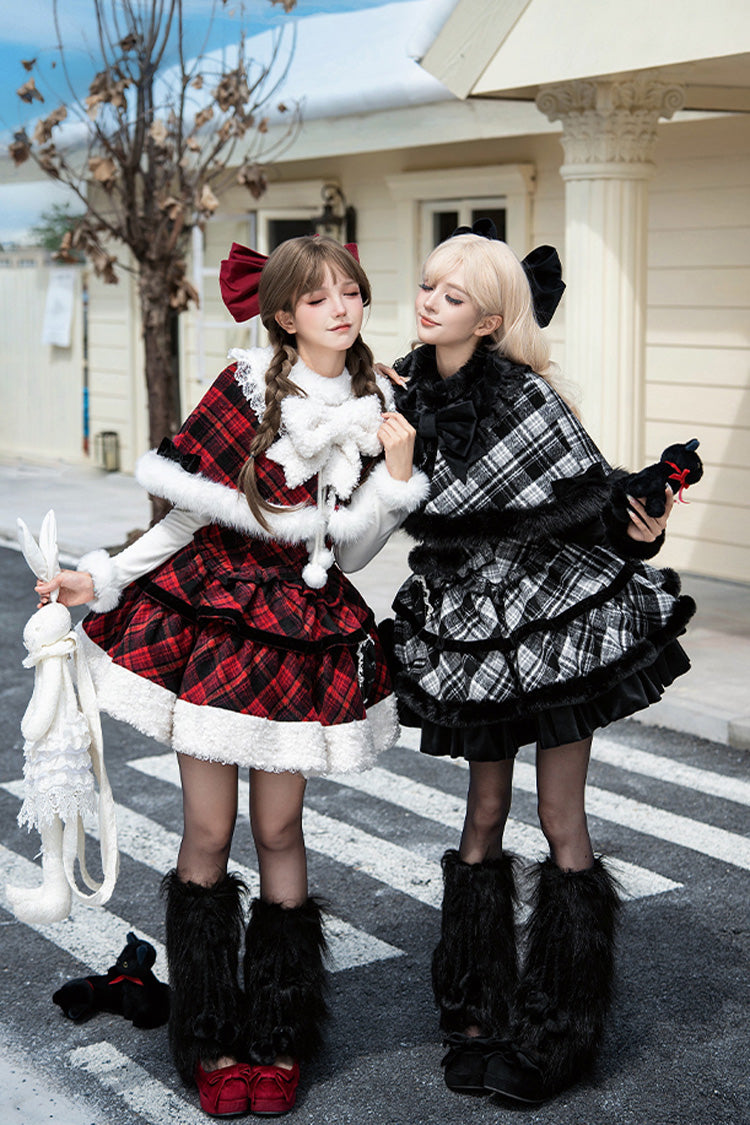Letters Poems Snowy Night Serenade Triple-Layered Print Ruffle Bowknot Sweet Lolita Jsk Dress Set