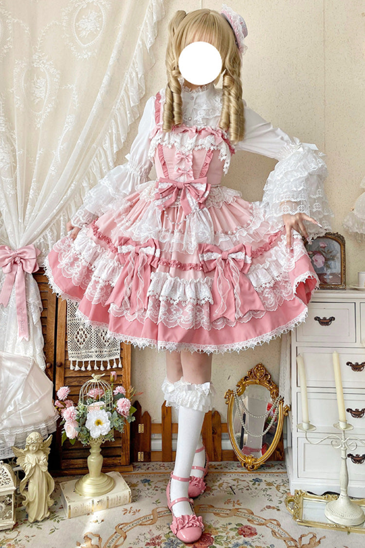 Blush Sleeveless Multi-Layer Ruffle Bow Lace Gorgeous Doll JSK Dress