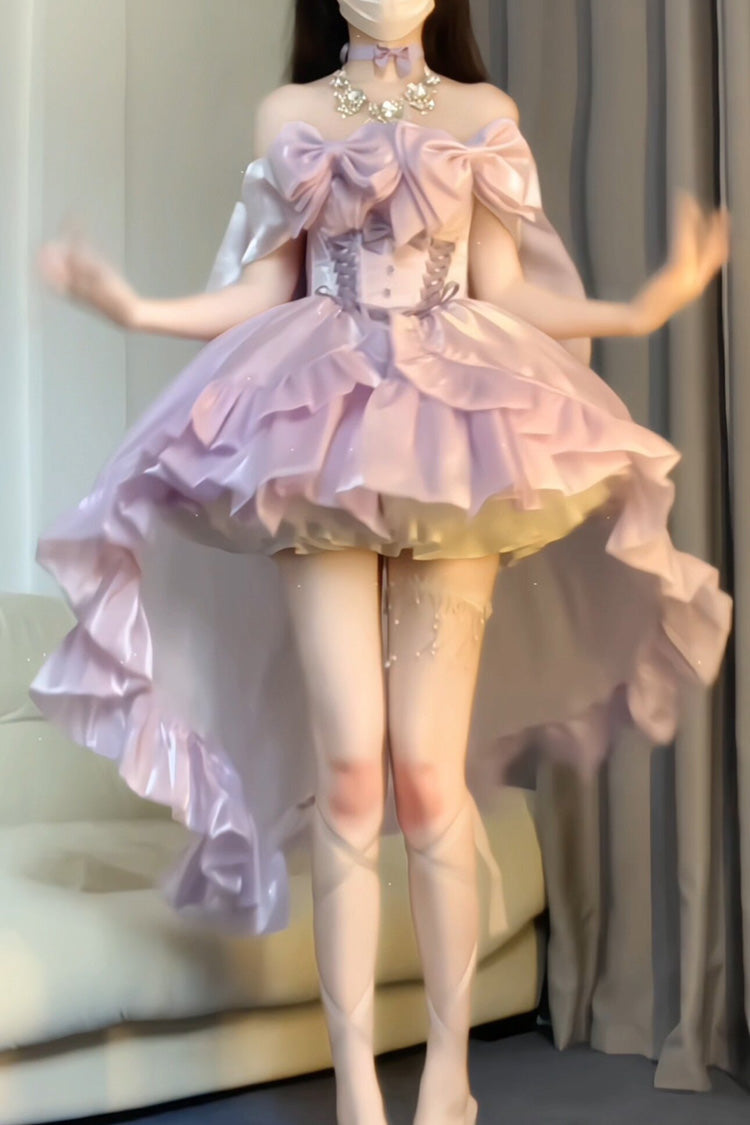 Violet Twin Spirits Sleeveless Ruffled Bow Lace-Up Princess Lolita Gown