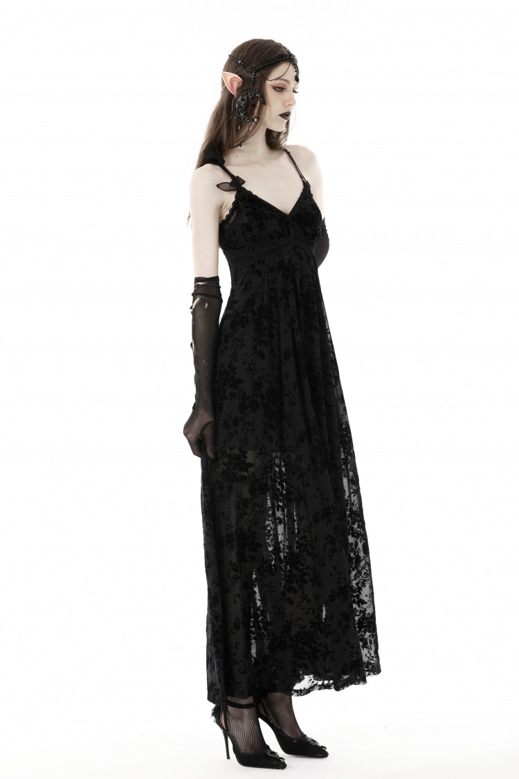 Sleeveless Lace Gothic Maxi Rose Slip Dress