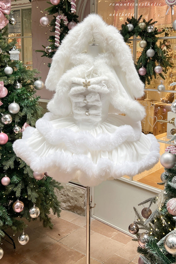 Ivory Double-Layered Bow Princess Strapless Dress
