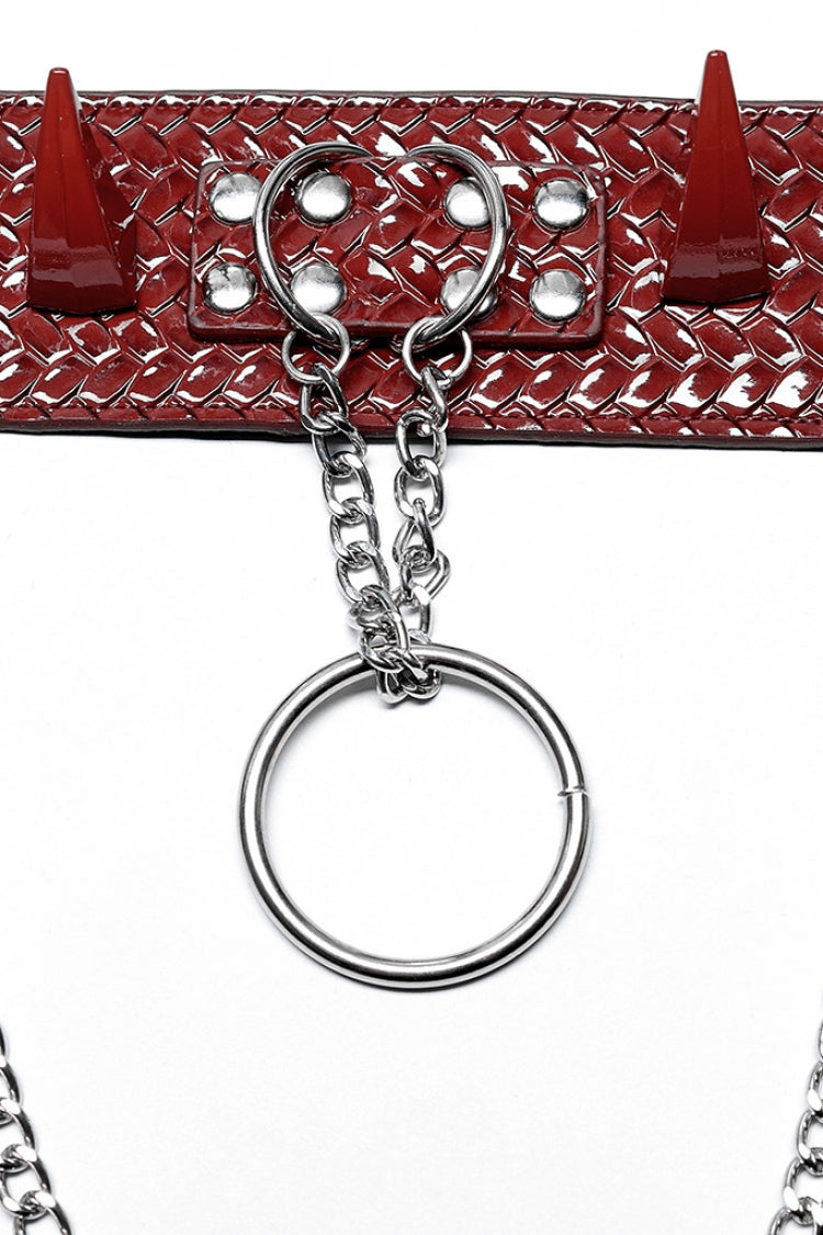 Reptile Texture Faux Leather Riveted Steampunk Choker