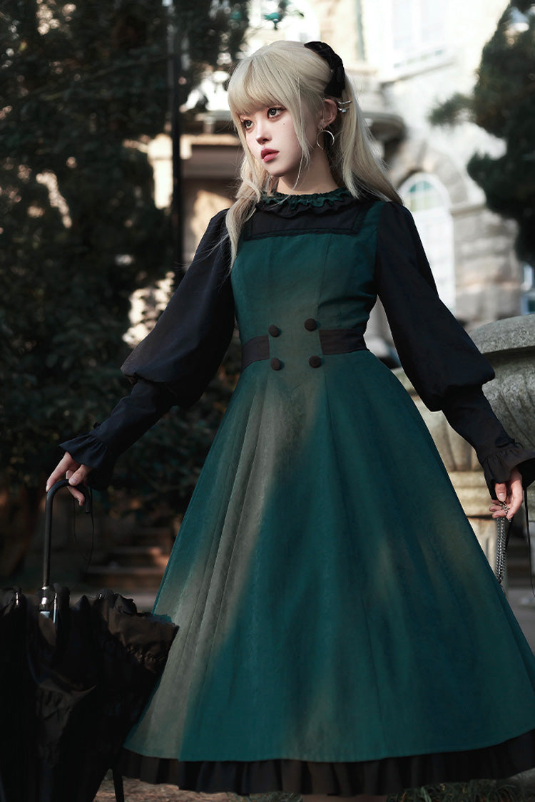 Green Long Sleeve Bow Sweet Lolita Set - Potions School
