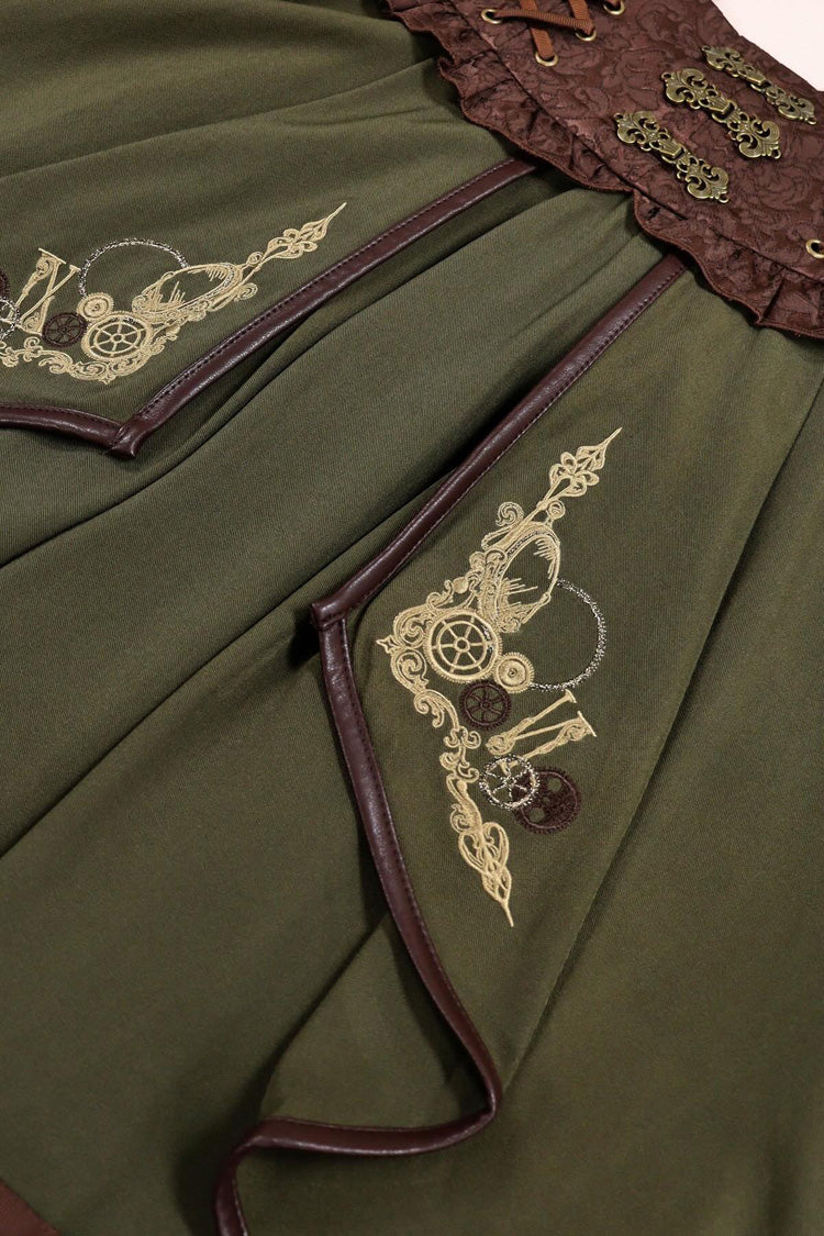 Ouji Punk Embroidered Cardigan Bow-Decorated Lolita Suspender Gown in Two Tones