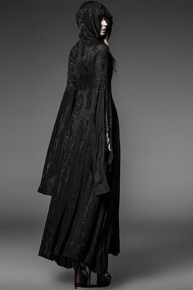 Black Gothic Lolita Dress Hooded Knitted Long Sleeves - Altfashion Shop