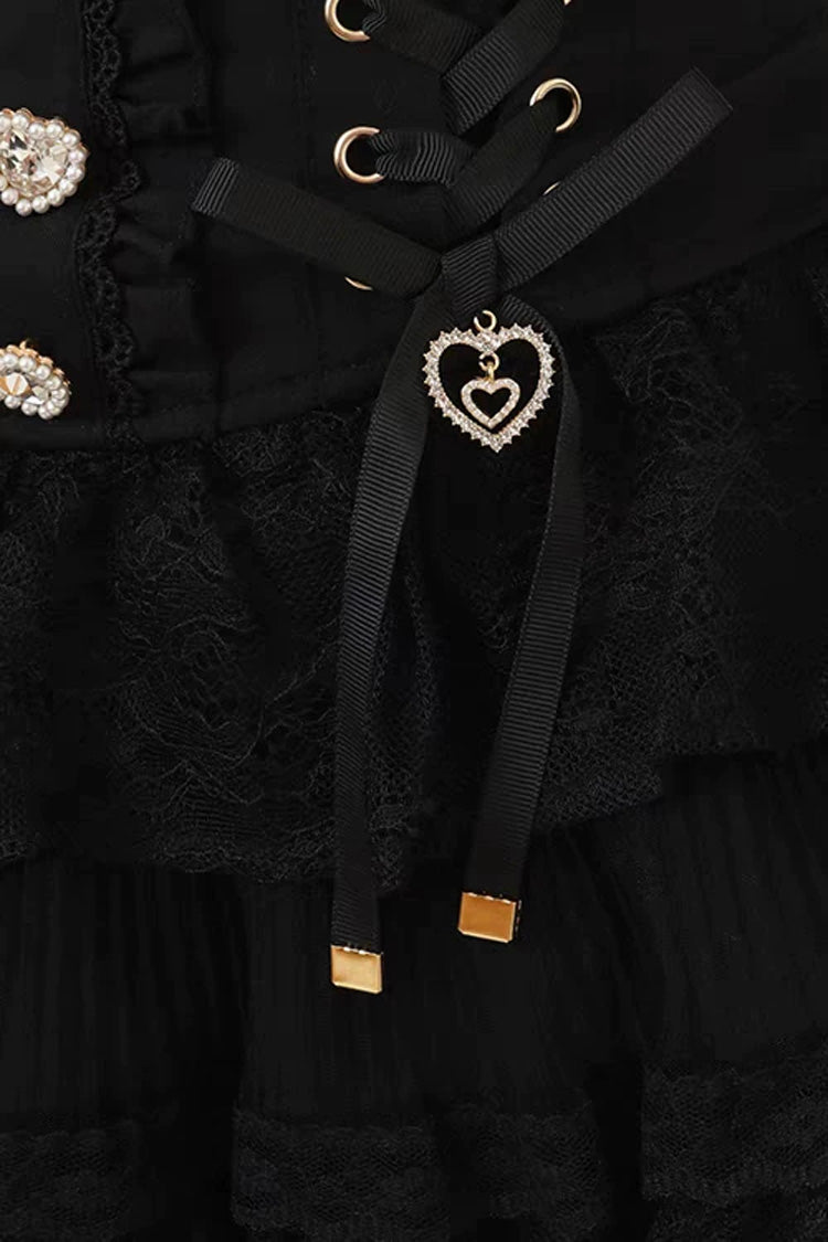 Adorable Triple-Tier Ruffled Lace-Up Skirt with Lace Accents in Three Shades