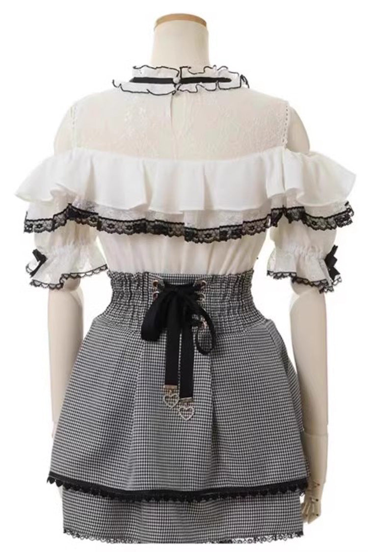 Jirai Kei Slim Skirt with Double Bows and Ruffles, 3 Colors