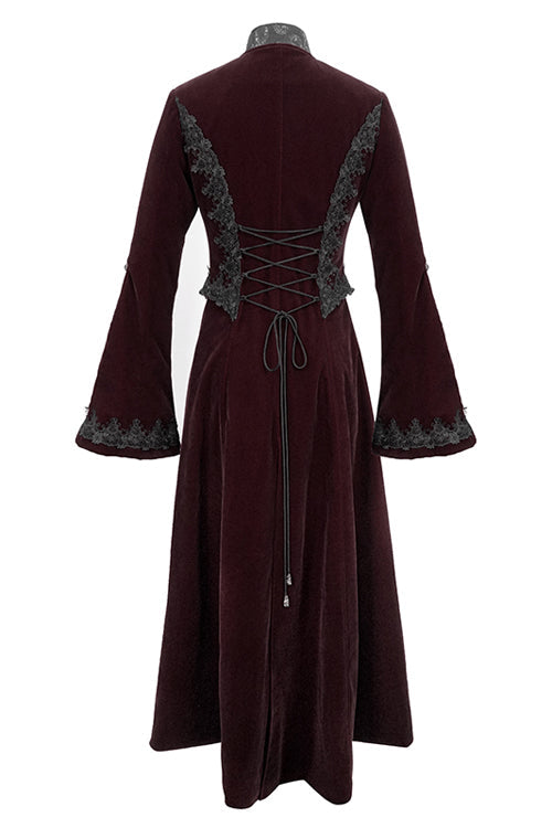 Scarlet Lace Flared Sleeve Velvet Gothic Coat