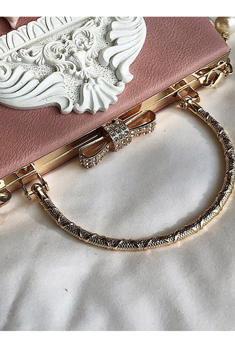 Vintage Gothic Shoulder Bag with Pearl Chain and Rose Motif