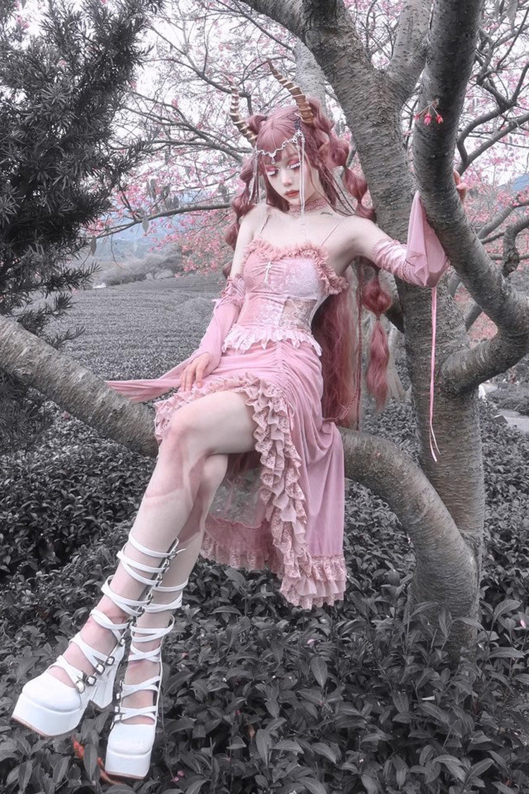 Cherry Gothic V-Neck High-Waist JSK