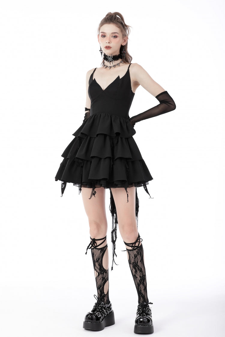 Umbra Punk Slip Dress with Layered Lace-Up and Strapless Cut