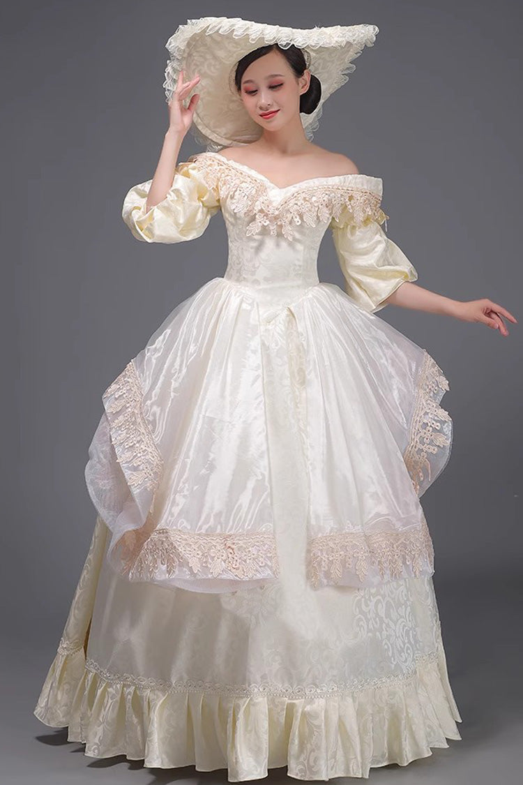 Champagne Ruffled Sweet Vintage Dress - Strapless Victorian