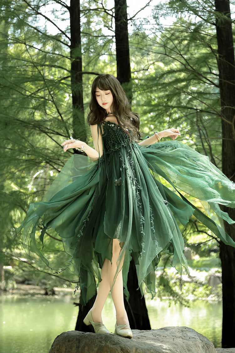 Emerald Forest Asymmetric Hem Sweet Chinese Jumper