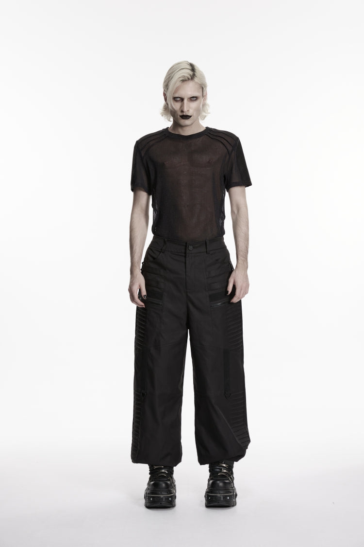 Men's Gothic Tapered Trousers with Pleats, Black