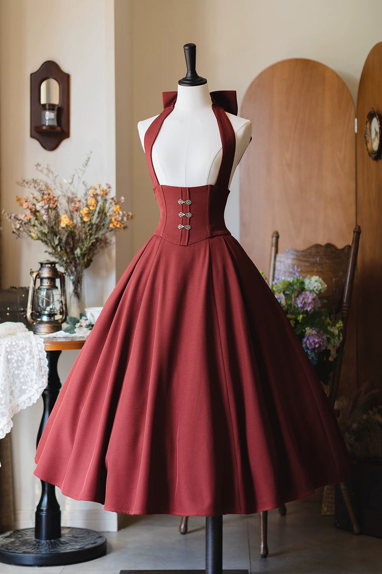 Halterneck Ruffled Fishbone Dress