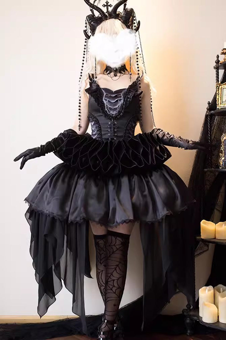Black Goat of the Forest Lace Up Gothic Elegant Lolita Dress
