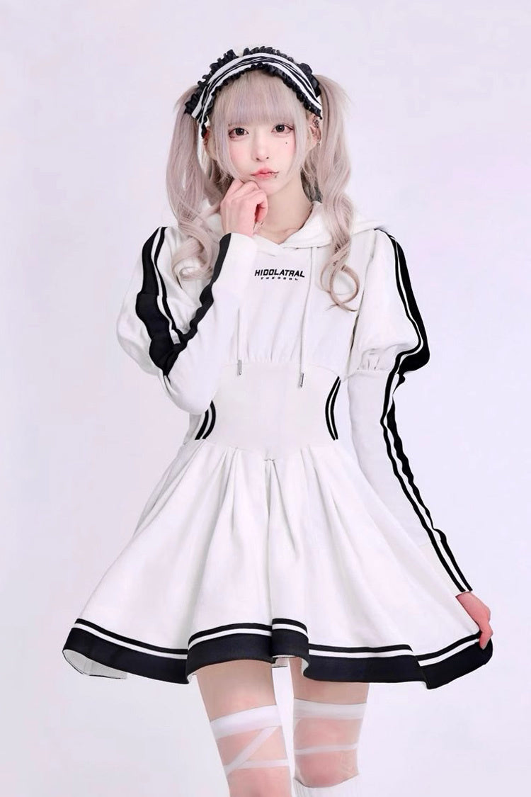 Punk Knit Midi Dress with Ribbon Accents - Jirai Kei