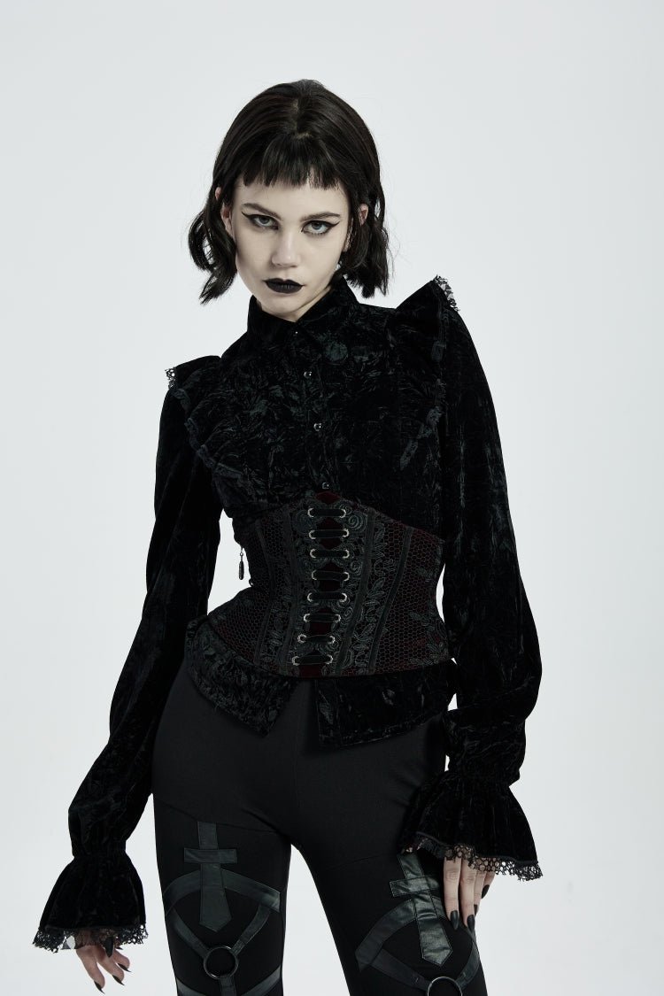 Crimson Jacquard Laced Slim Corset