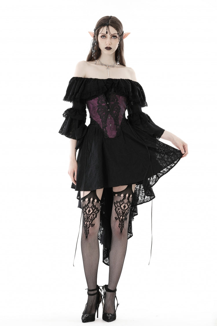 Mauve Butterfly Embroidered Lace Luxurious Royal Underbust Corset