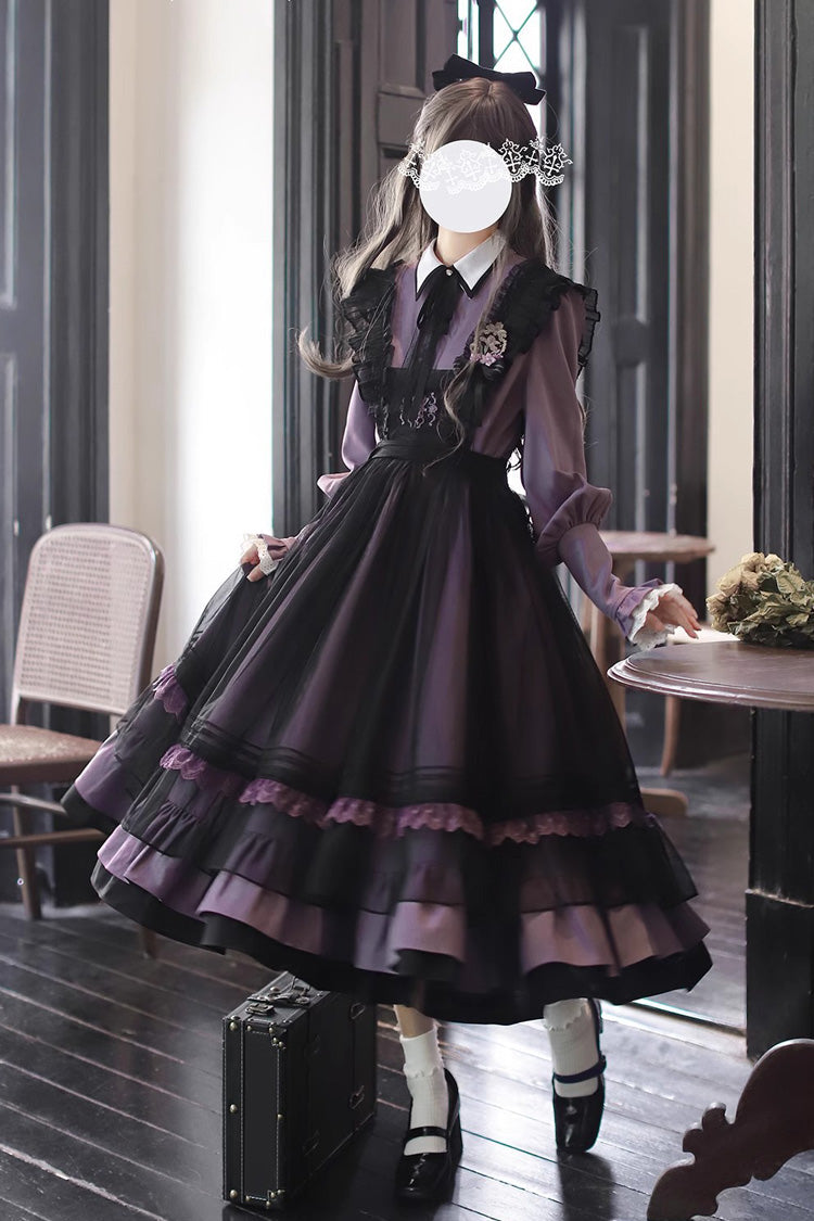 Black Embroidered Mesh Bow Sweet Elegant Jumper - Witch Academy