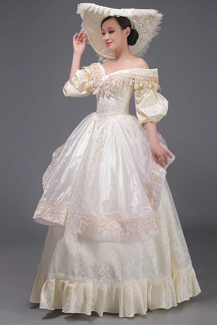 Champagne Ruffled Sweet Vintage Dress - Strapless Victorian